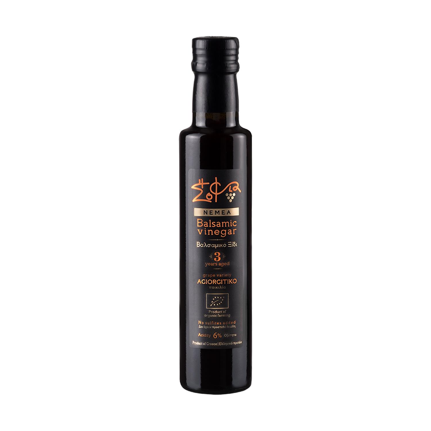 Wisdom Of Nature: Organic Red Balsamic Vinegar From Agiorgitiko Variety - Aged 3 Years (Glass Bottle -250ml)