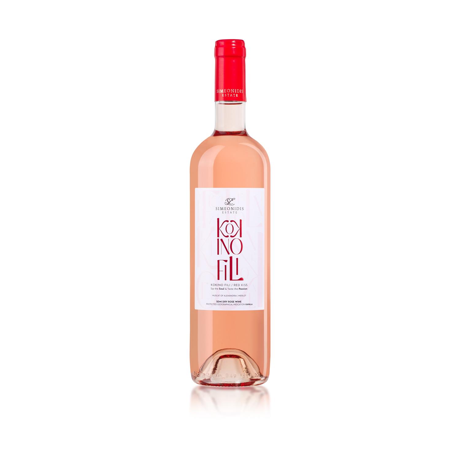 Simeonidis - Kokkino fili Rose -Muscat  Alexandrias - Merlot - Semi-Dry Wine P.G.I.,750ml