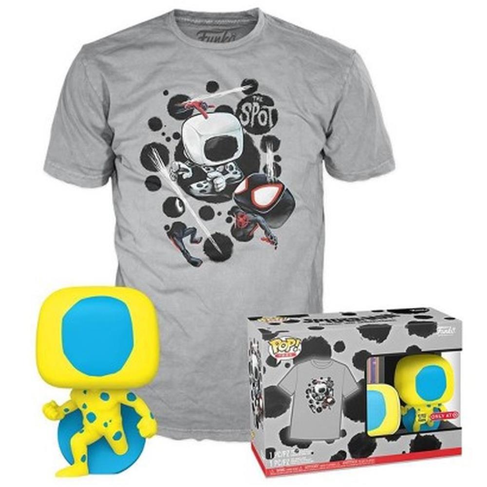 Funko Pop! & Tee (Adult) Marvel: Spider-Man Across the Spider-Verse - The Spot (Blacklight) (Special Edition) (Glows in the Dark) Bobble-Head Vinyl Figure and T-Shirt (L)
