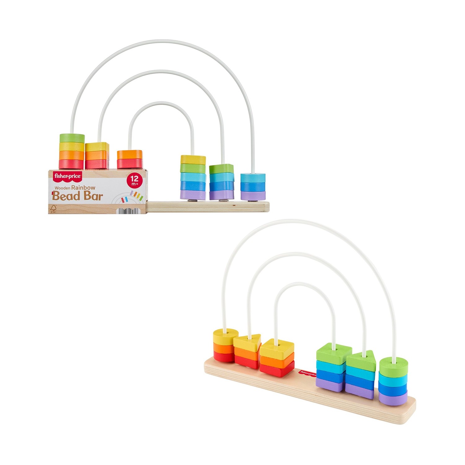 Fisher-Price - Wooden Rainbow Bead Bar (JFG15)