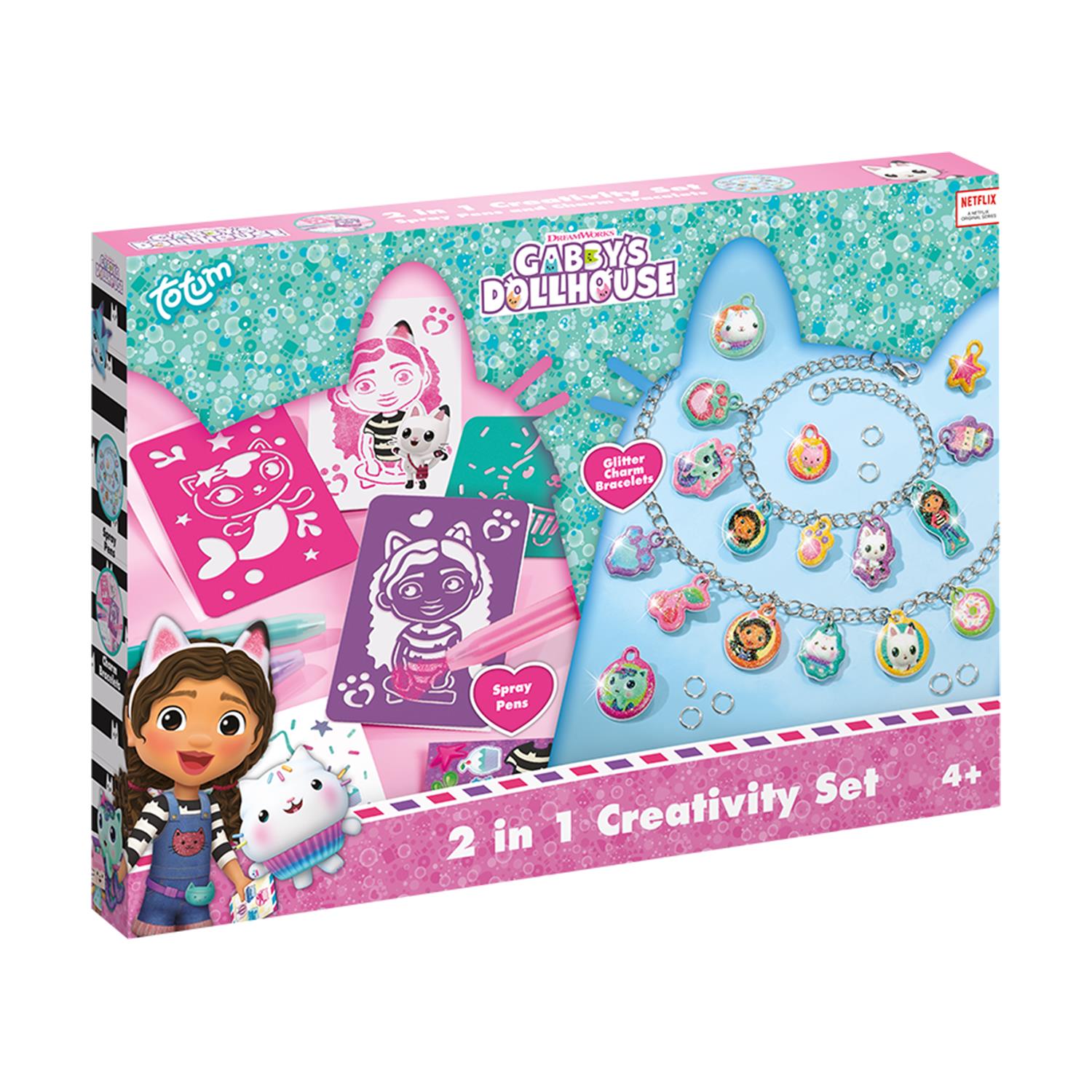 Totum: Gabby's Dollhouse - 2 In 1 Creativity Set (Glitter Charm Bracelets & Spray Pens) (TT420397)