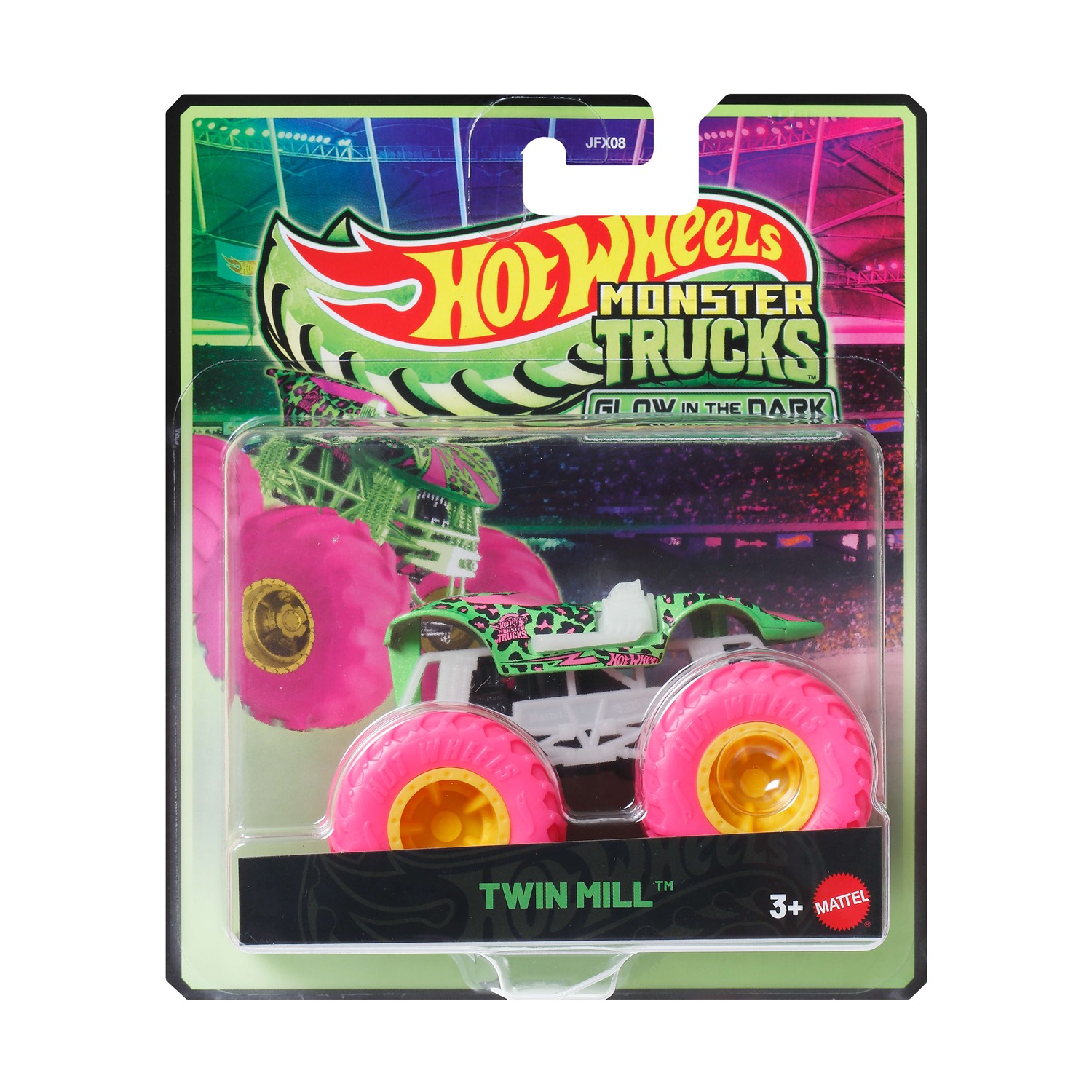 Mattel Hot Wheels: Monster Trucks Glow In The Dark - Twin Mill Vehicle (JFX22)