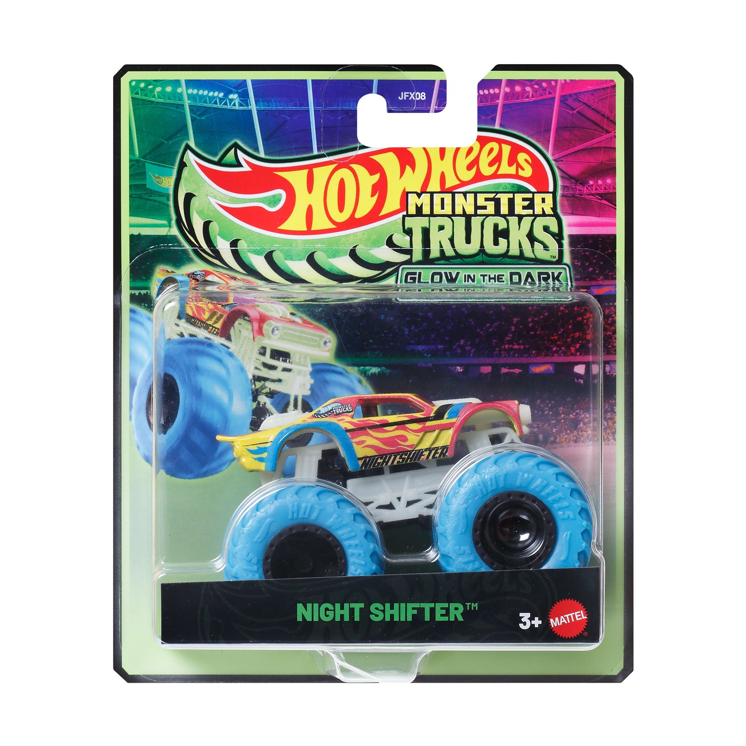 Mattel Hot Wheels: Monster Trucks Glow In The Dark - Night Shifter Vehicle (JCG71)