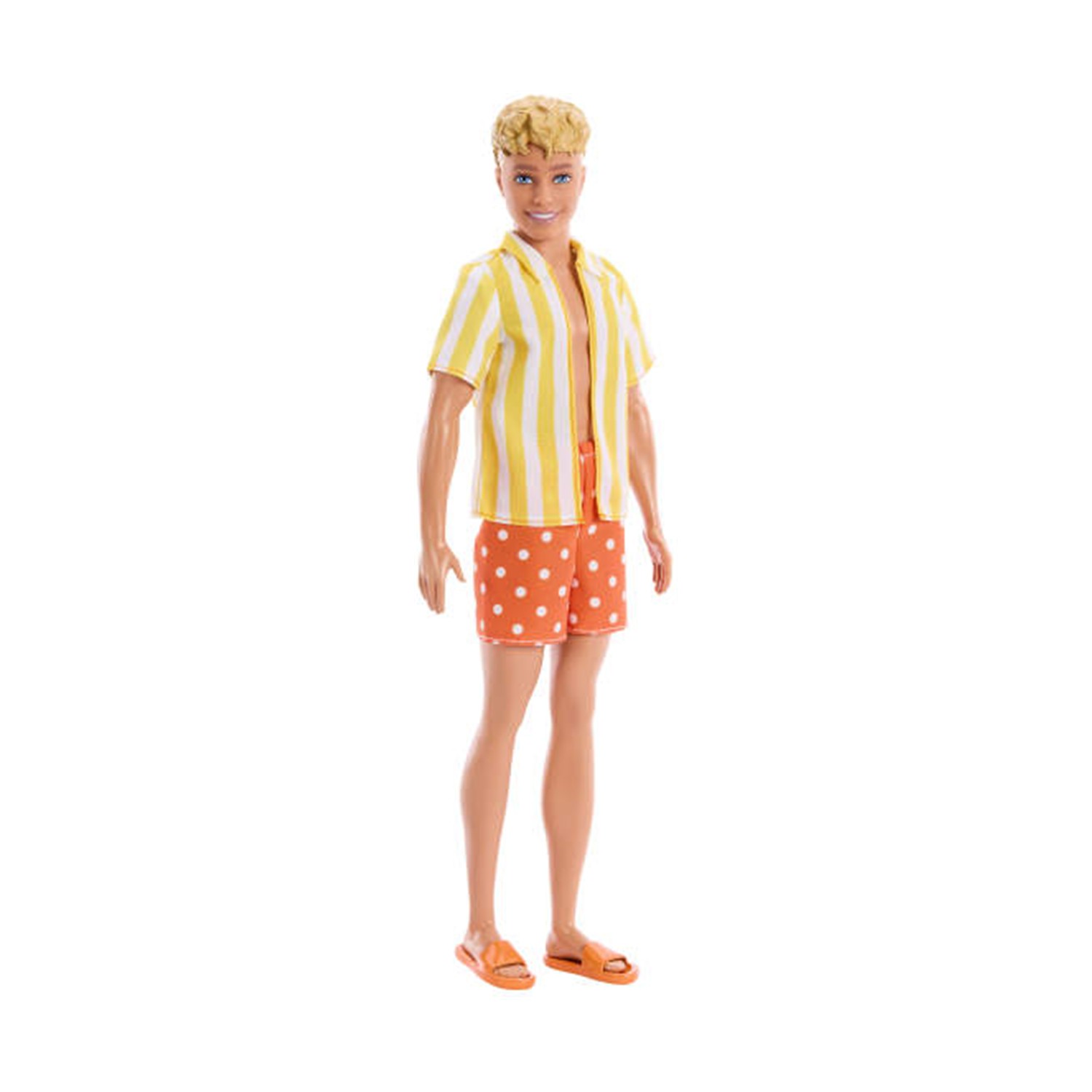 Mattel Barbie: Style - Ken Fashionistas Doll with Blond Hair, Yellow Polka-Dot Board Shorts with Yellow & White Striped Shirt #252 (JJN66)