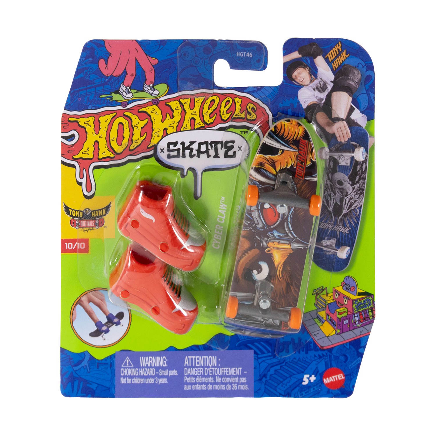 Mattel Hot Wheels Skate Fingerboard and Shoes: Tony Hawk - Cyber Claw (JGL95)