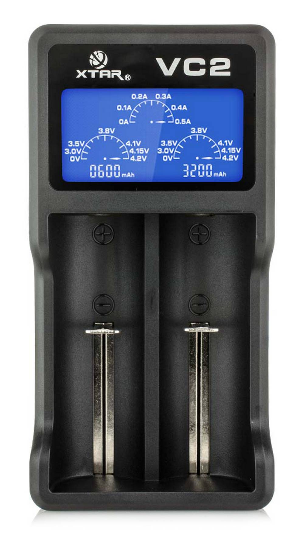 Φορτιστής Μπαταριών Βιομηχανικού Τύπου Xtar VC2 USB, 2 Θέσεων με Ένδειξη Επιπέδου Φόρτισης για 18650/17670/17500