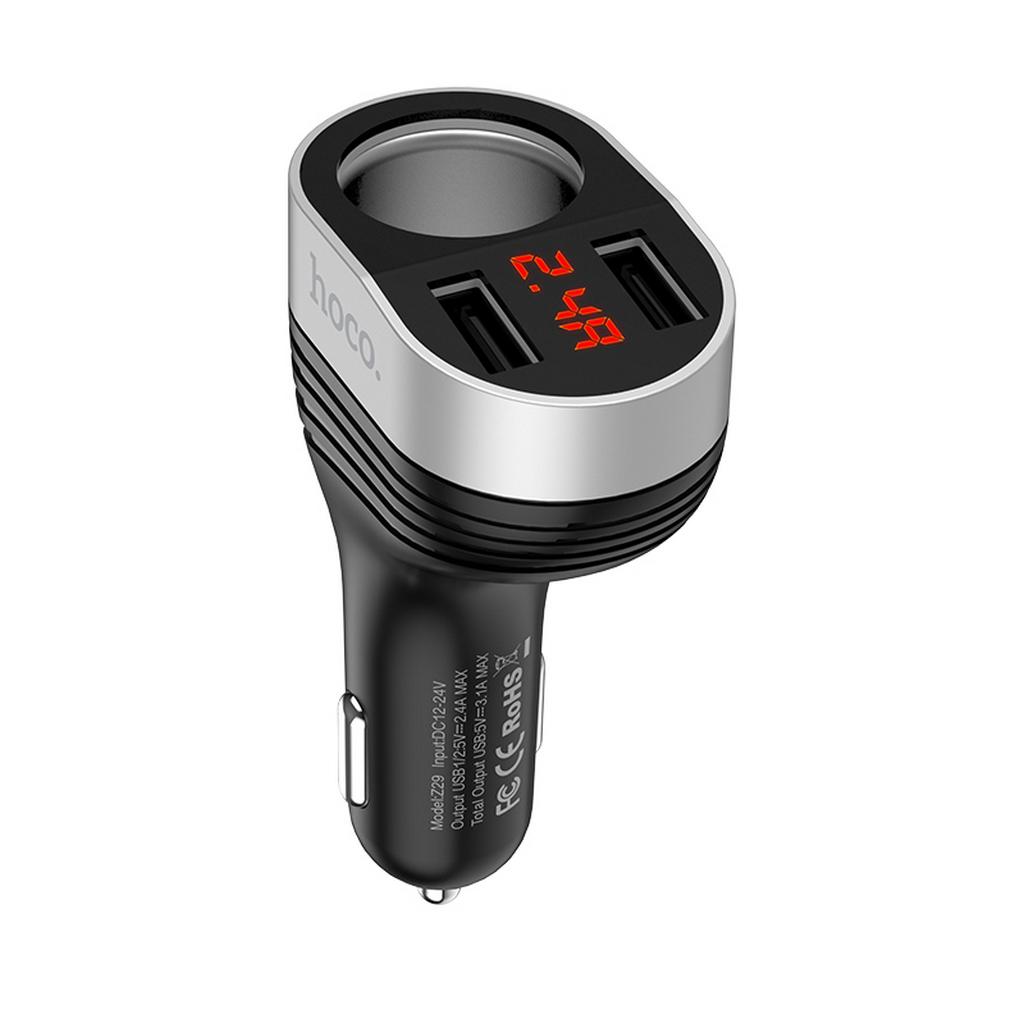 Φορτιστής Αυτοκινήτου Hoco Z29 Regal 96W Dual USB Fast Charge 5V/3.1A με υποδοχή αναπτήρα Μαύρος