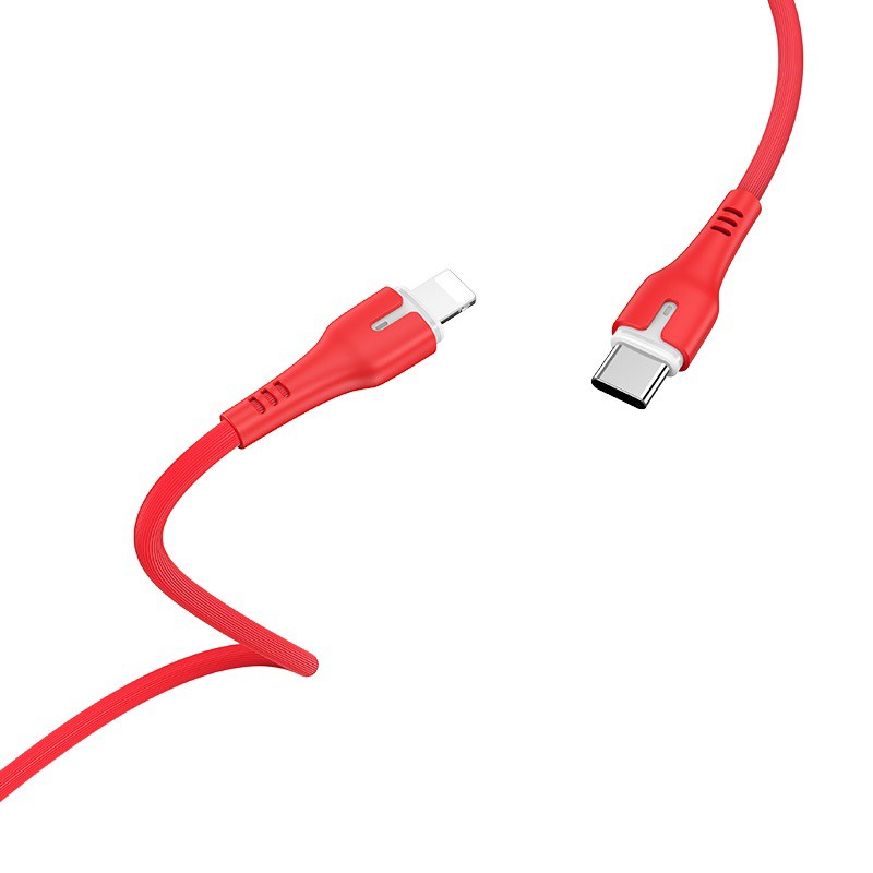 Καλώδιο σύνδεσης Hoco X45 Surplus με Ένδειξη LED USB-C σε Lightning Super Fast Charge PD18W Κόκκινο 1m