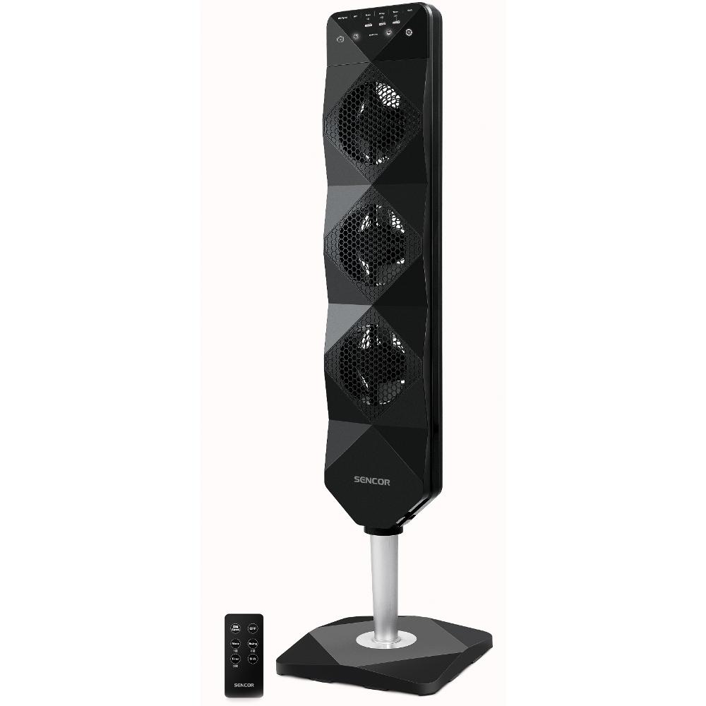 Ανεμιστήρας Δαπέδου Sencor SFN 5040BL 90W Ultra-thin με 3 Ανεμιστήρες και 3 Ταχύτητες, 3 Επιλογές Λειτουργίας και Timer Μαύρος