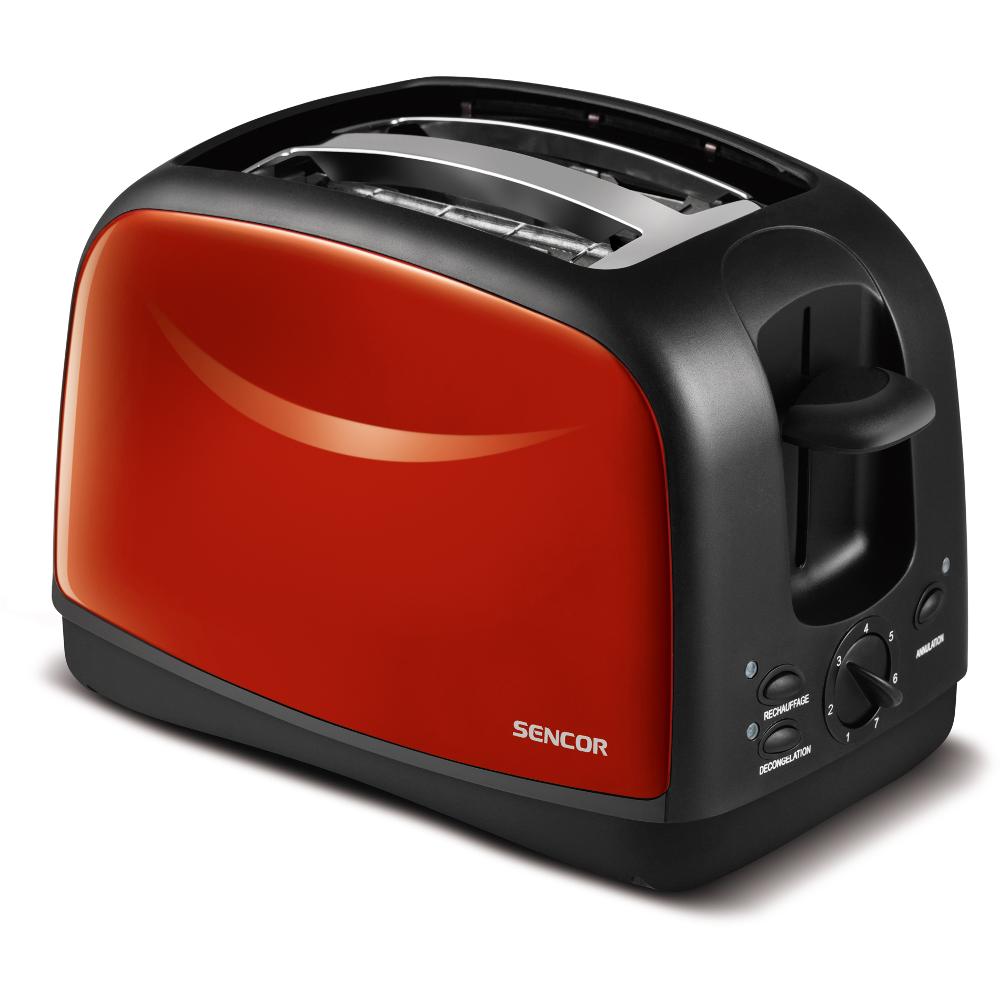 Φρυγανιέρα Sencor STS 2652RD 850W 2 Θέσεων Stainless Steel Κόκκινη