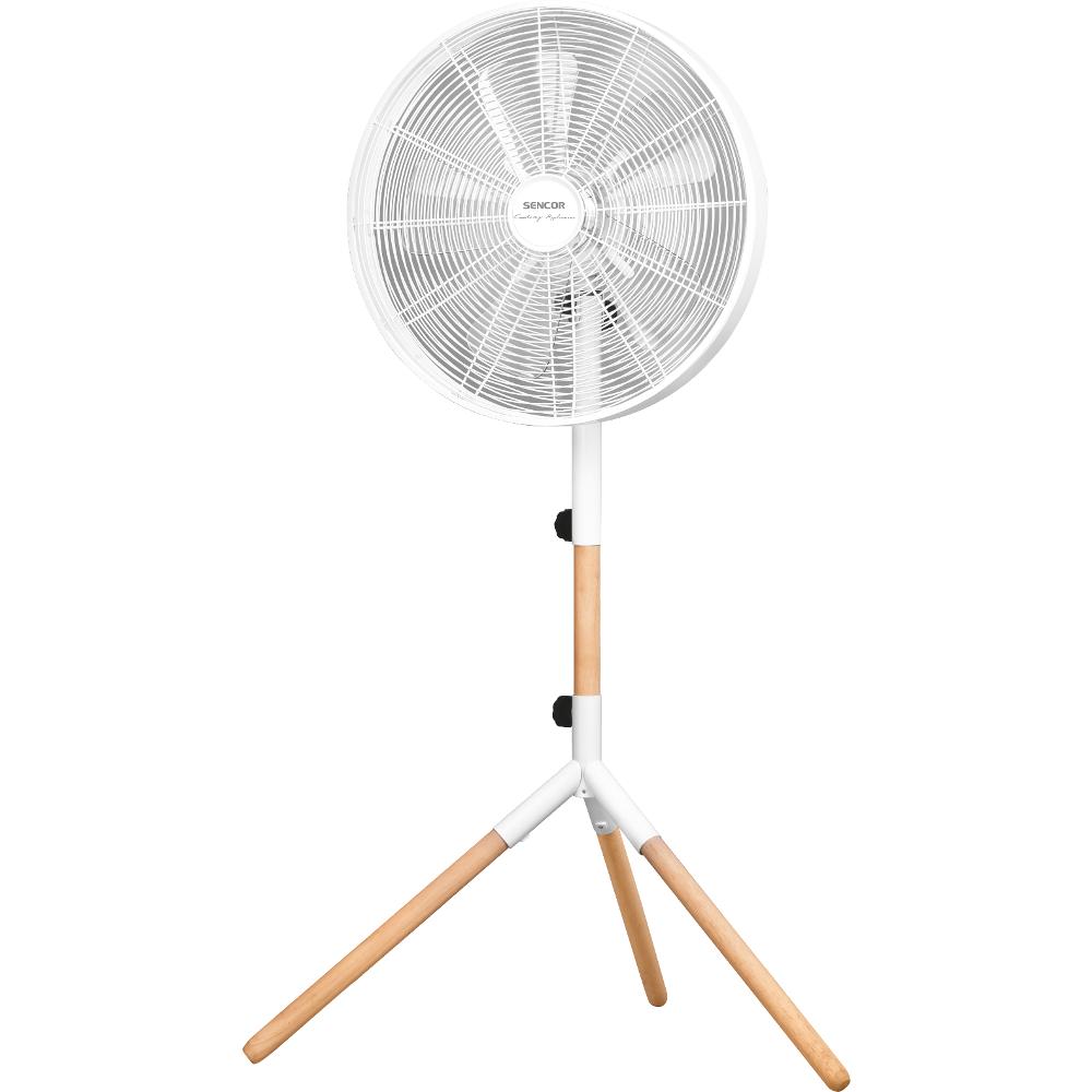 Ανεμιστήρας Δαπέδου Sencor SFN 4080WH 50W 3 Ταχυτήτων Διαμέτρου 40cm Μεταλλικό Σώμα με Φυσικό Ξύλο