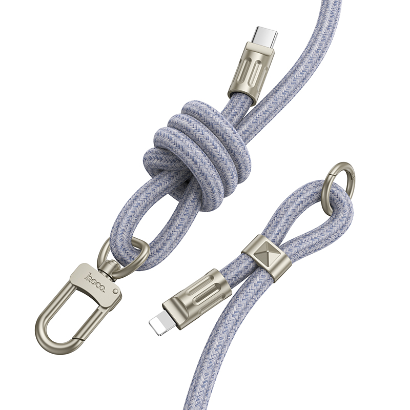 Καλώδιο Φόρτισης/Λουράκι Λαιμού Hoco GH7 USB-C to Lightning PD20W Braided Μπλέ 1.8m