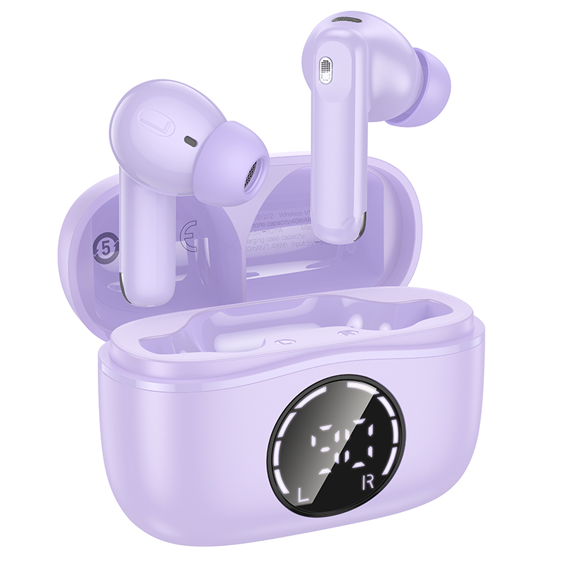 Wireless Hands Free Hoco EQ22 Singer TWS V5.4 400mAh με 7 Ώρες Λειτουργίας και Εναλλαγή Master/Slave Μωβ