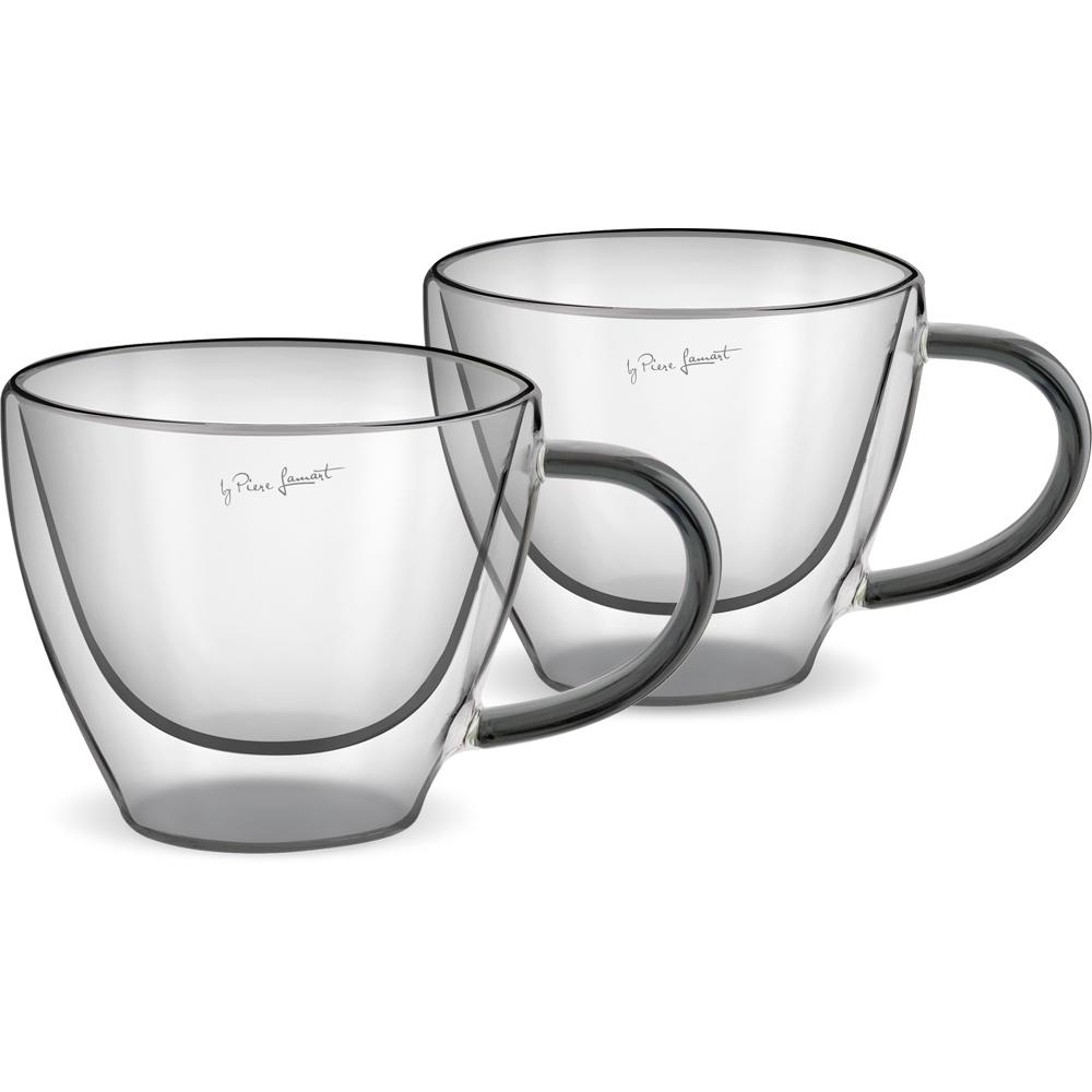Σετ Φλιτζάνια Καπουτσίνο VASO Lamart LT9117 Γυάλινα με Διπλό Τοίχωμα 190ml Μαύρο 2  Τεμ