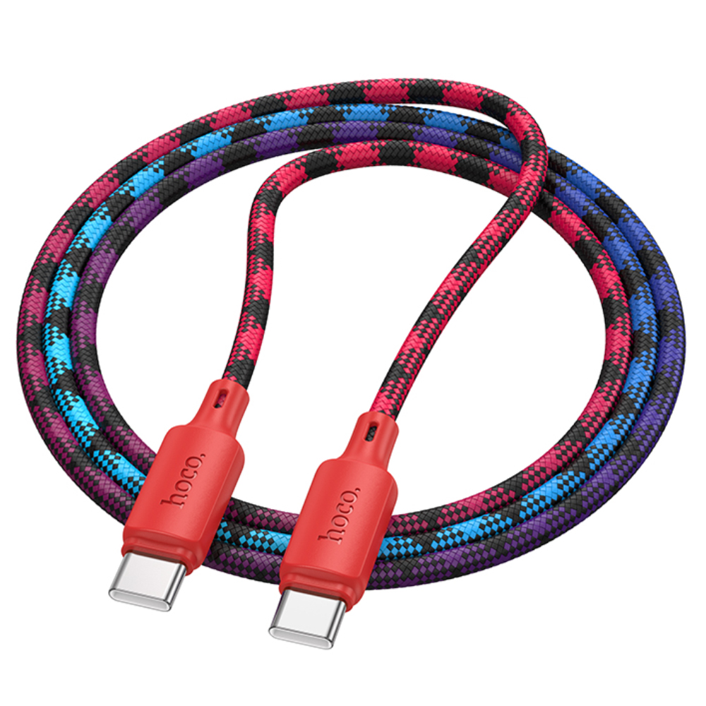 Καλώδιο Hoco X116 Meridian USB-C σε USB-C 60W 3A Braided Πολύχρωμο Κόκκινο 1m
