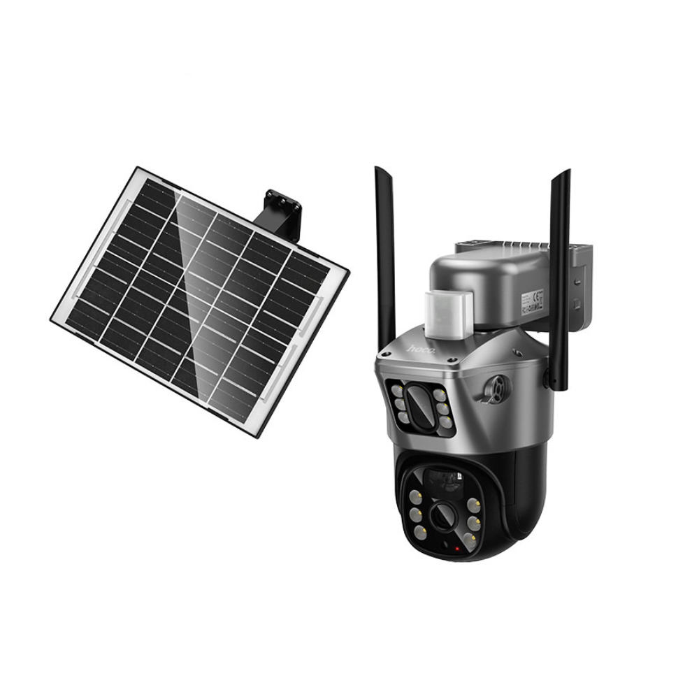 Hoco. DI76 Feather Solar 4G Κάμερα Ασφαλείας Εξωτερική Full HD IP65, Διπλή 355°, Ανίχνευση Κίνησης, Αμφίδρομη Επικοινωνία, Μόνο με SIM Nova