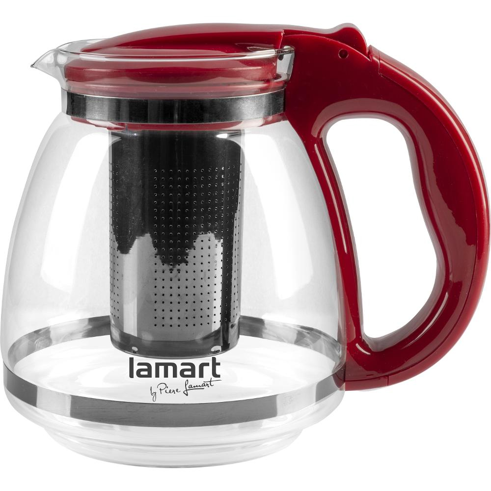 Τσαγιέρα Γυάλινη με Φίλτρο 1,5lt 13cm Lamart LT7074 Διάφανο/Κόκκινο