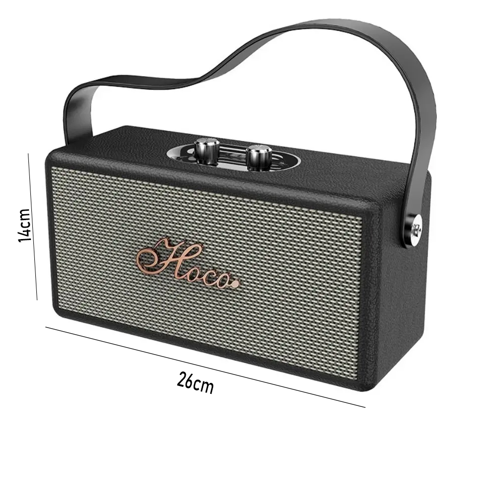 Φορητό Ηχείο Hoco. DS61 Rhyme Retro Leather 14W BT V5.3 SD CARD AUX USB και FM Ραδιόφωνο 2400mAh Black