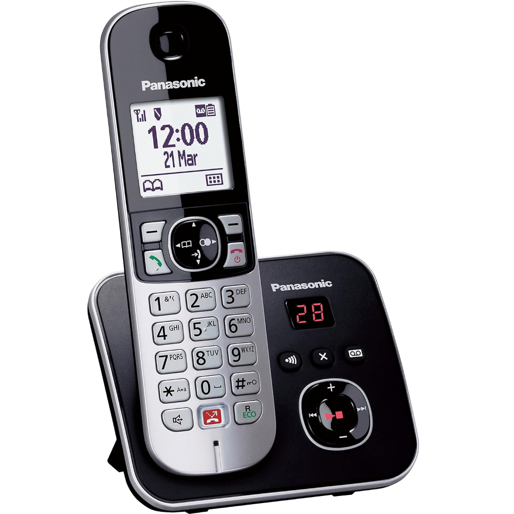 Ασύρματο Ψηφιακό Τηλέφωνο Panasonic KX-TG6861SPB  με Ανοιχτή Ακρόαση Αποκλεισμό Kλήσεων Αυτόματο Τηλεφωνητή Μαύρο