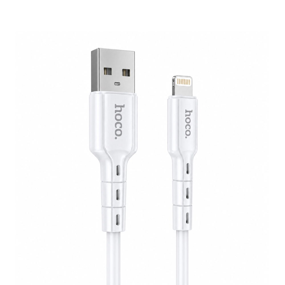 Καλώδιο σύνδεσης Hoco. DU01 Novel USB σε Lightning 2.4A για Φόρτιση και Μεταφορά Δεδομένων Λευκό 1m