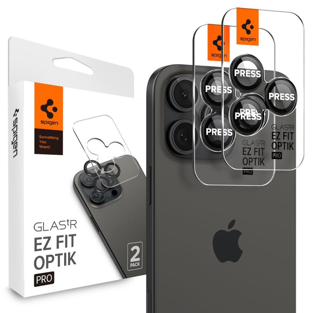Προστασία Κάμερας Spigen Optik Pro Ez Fit Glass για Apple iPhone 16 Pro 16 Pro Max 17 Pro 17 Pro Max Μαύρο 2 Τεμαχίων