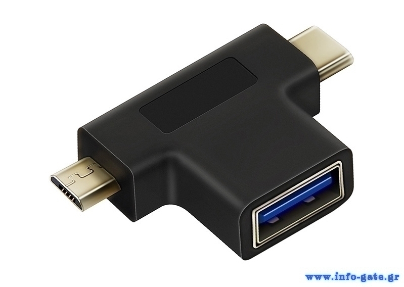 CABLETIME αντάπτορας USB 3.0 σε USB-C & Micro USB C160, μαύρος