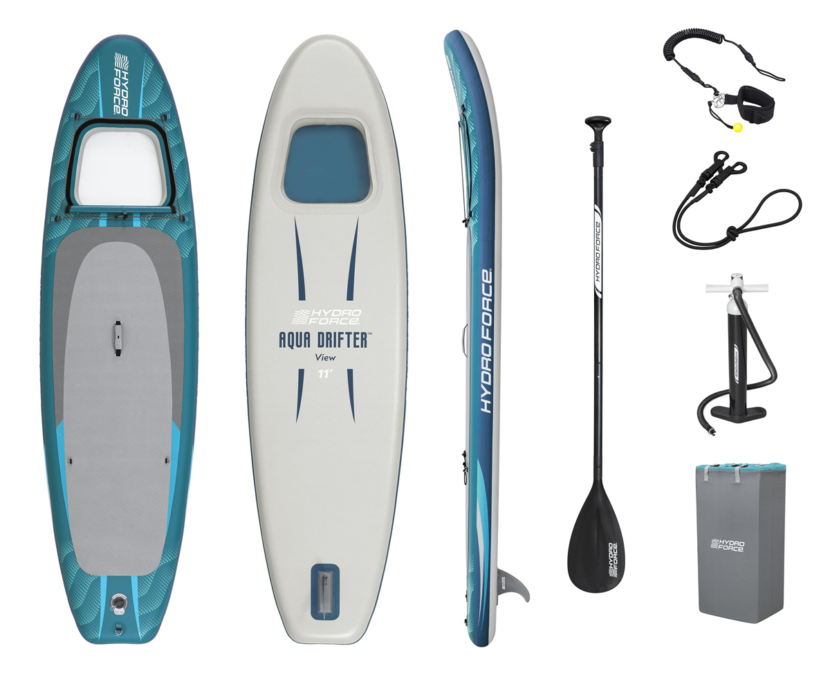 BESTWAY φουσκωτή σανίδα SUP Aqua Drifter View 6532H με διάφανο παράθυρο, 335x91.5x15cm, μπλε