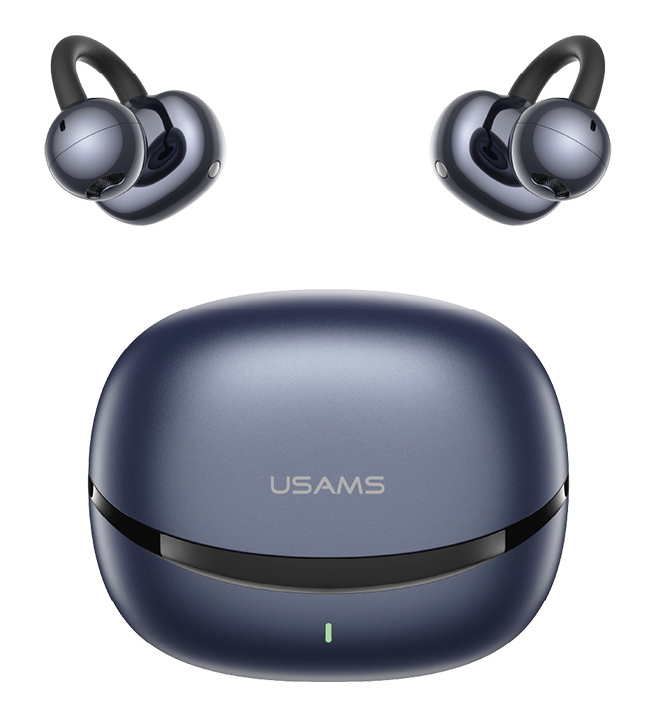 USAMS earphones με θήκη φόρτισης Echo R03, OWS, Φ11mm, 40/300mAh, μπλε