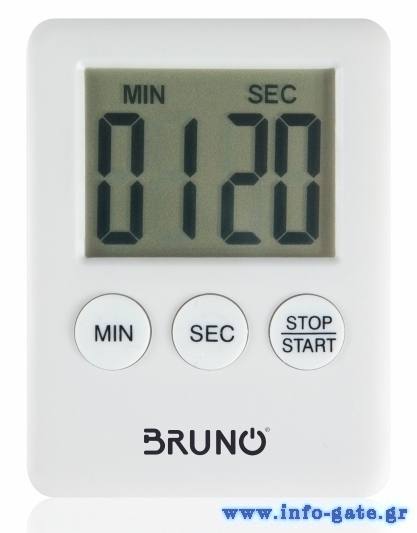 BRUNO χρονόμετρο & αντίστροφη μέτρηση BRN-0063, LCD, με μαγνήτη, λευκό