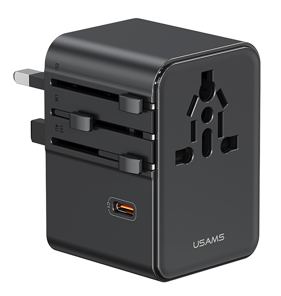 USAMS φορτιστής/αντάπτορας πρίζας CC310, 2x USB & 3x USB-C, universal, 70W, μαύρος