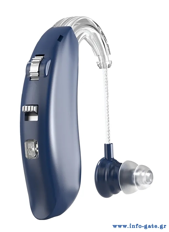 Ακουστικά Bluetooth: POWERTECH ακουστικό βαρηκοΐας PT-1096,  επαναφορτιζόμενο, Bluetooth, μπλε