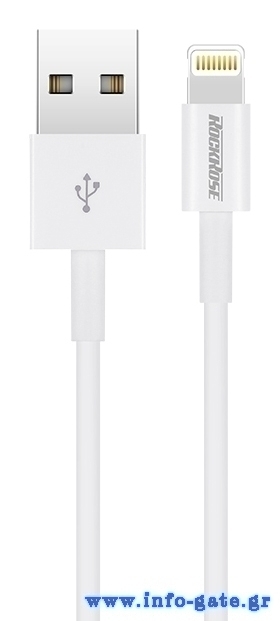 ROCKROSE καλώδιο USB σε Lightning Zeta AL, 2.4A 12W, 1m, λευκό