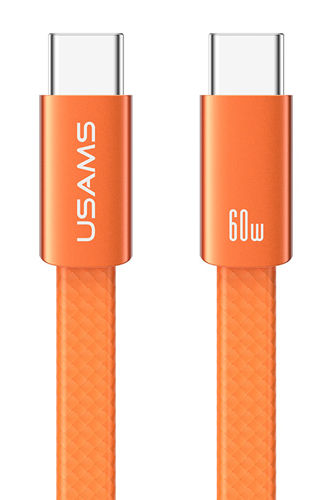 USAMS καλώδιο USB-C SJ783, 60W, 480Mbps, flat, 1.2m, πορτοκαλί