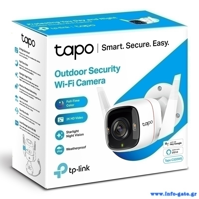 IP Κάμερες: TP-LINK smart camera Tapo-C320WS, 2K QHD, outdoor, two-way  audio, V. 1.0
