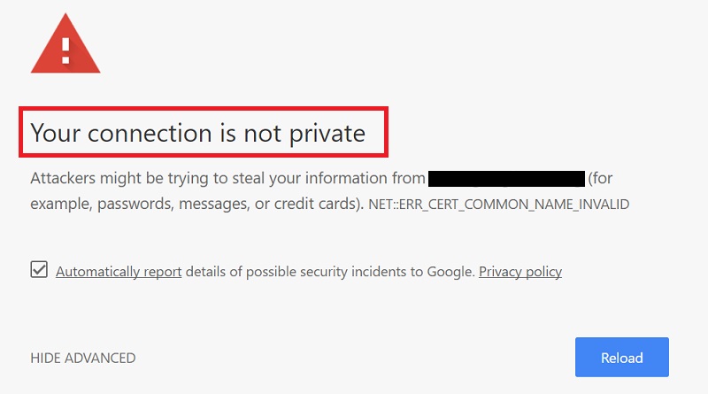 Διόρθωση σφάλματος πιστοποιητικού (SSL Error - Connection is not private)