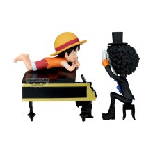 Banpresto World Collectable Figure Log Stories: One Piece - Monkey D.Luffy & Brook Statue (8cm) (29640)