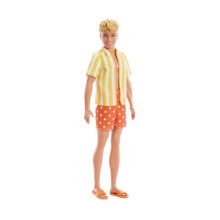 Mattel Barbie: Style - Ken Fashionistas Doll with Blond Hair, Yellow Polka-Dot Board Shorts with Yellow & White Striped Shirt #252 (JJN66)