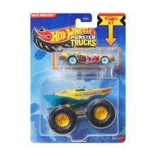 Mattel Hot Wheels Monster Trucks: Wave Wrecker With Small Car – Die-Cast & Truck Vehicle (JJT62)