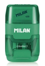 MILAN ξύστρα μολυβιών με κάδο & γόμα 1204703116, πράσινη