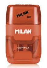 MILAN ξύστρα μολυβιών με κάδο & γόμα 1204703116, πορτοκαλί