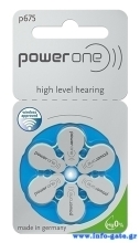 POWER ONE μπαταρίες ακουστικών βαρηκοΐας P675, mercury free, 1.45V, 6τμχ