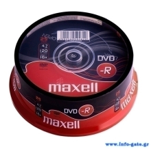 MAXELL DVD-R, 4.7GB/120min, 16x speed, Cake 25