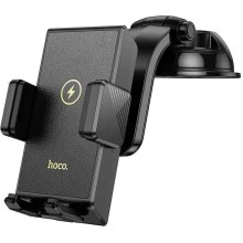 Βάση Στήριξης Αυτοκινήτου Hoco HW22 Precious με Wireless Fast Charger έως 15W USB Μαύρη 4.5