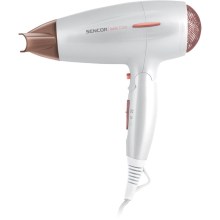 Σεσουάρ Μαλλιών Ταξιδίου Sencor SHD 7200GD 2000W με 3 Επιλογές Θερμοκρασίας και 2 Ταχύτητες Αέρα Λευκό/ Χρυσό