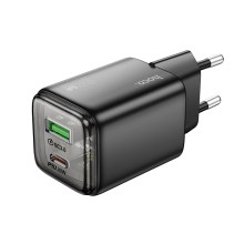 Φορτιστής Ταξιδίου Small Size Hoco N53 Monsoon PD30W QC3.0A GaN με 2 Εξόδους Φόρτισης 1xUSB-A και 1xUSB-C Μαύρος