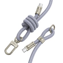Καλώδιο Φόρτισης/Λουράκι Λαιμού Hoco GH7 USB-C σε USB-C  60W 3A Braided Μπλέ 1.8m