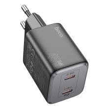 Φορτιστής Ταξιδίου Small Body Hoco N42 Elogiado GaN με 2 Εξόδους Φόρτισης USB-C PD45W Μαύρος
