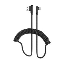 Καλώδιο σύνδεσης Hoco. DU40 Guard USB σε Lightning 2.4A Spring Cable Braided Μαύρο 0.45-1m