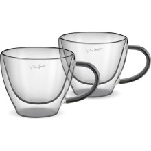 Σετ Φλιτζάνια Καπουτσίνο VASO Lamart LT9117 Γυάλινα με Διπλό Τοίχωμα 190ml Μαύρο 2  Τεμ