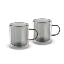 Σετ Ποτήρια Τσαγιού VASO Lamart LT9121 Γυάλινα με Διπλό Τοίχωμα 350ml Μαύρο 2 Τεμ